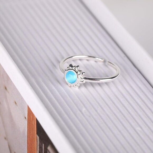 💫 Frhdjs Vintage Sterling Women Silver Adjustable 18K Plated Sun Set Punk Ring - Picture 6 of 9